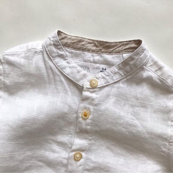 Zara linen button down shirt EUC 3-6 months - Picture 2 of 5
